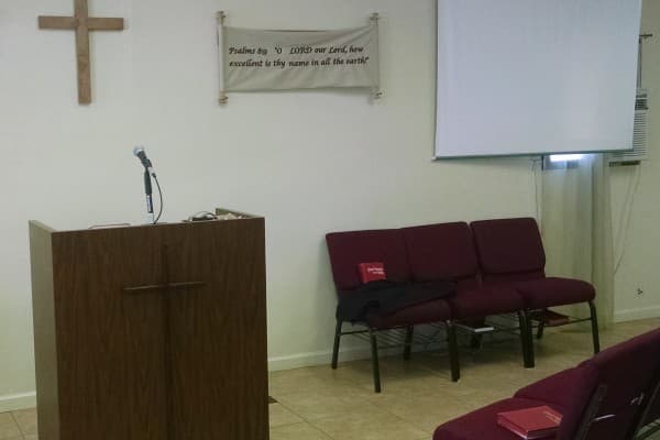 The sanctuary at New Life Baptist Church in Dewey, Arizona